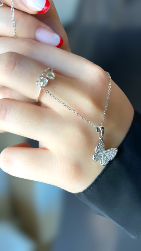 Pendente Farfallina con Strass color Argento