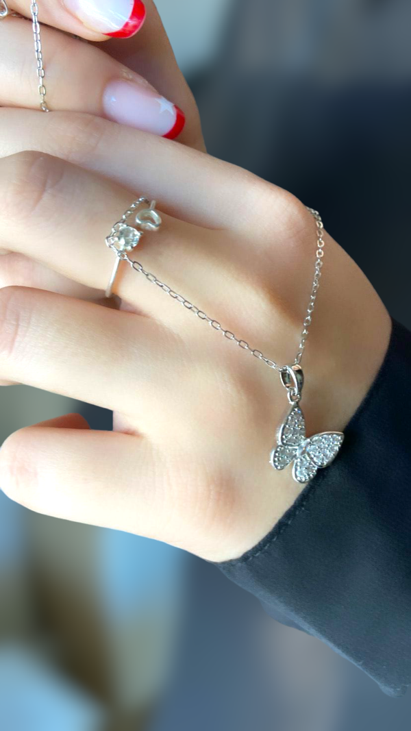 Pendente Farfallina con Strass color Argento