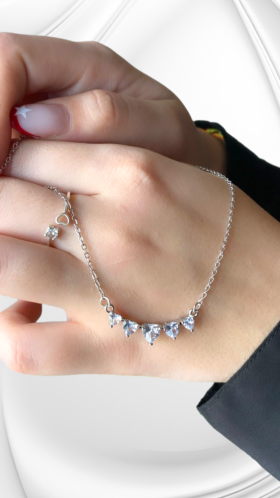 Collana Donna Pendente ad Arco di Strass color Argento