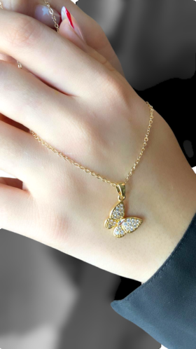 Pendente Farfallina con Strass color Oro Giallo