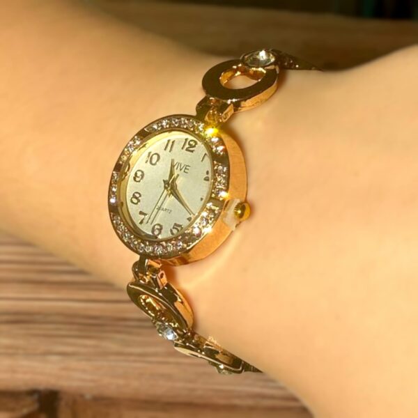 Orologio Bracciale Donna con Strass color Oro - immagine 4