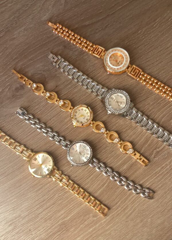 Orologio Bracciale Sagomato Oro Rosso con Strass - immagine 3