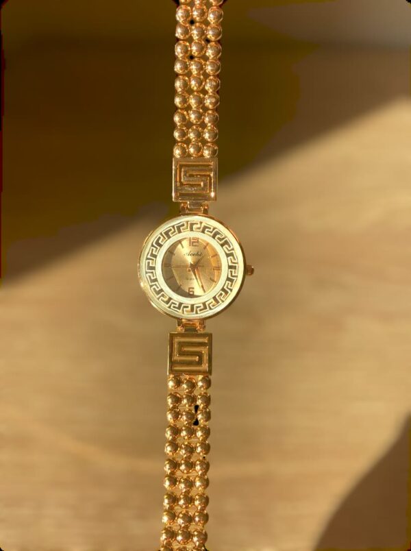 Orologio Bracciale Sagomato Oro Rosso con Strass - immagine 2