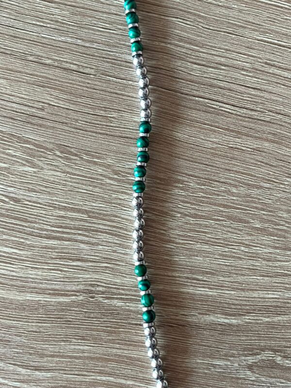 Braccialetto Uomo Acciaio con perline Verde scuro Striate - immagine 4