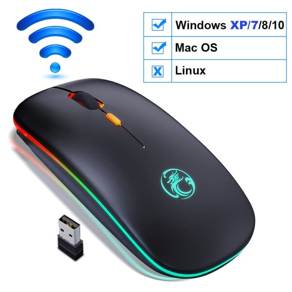 Wireless Mouse Bluetooth RGB Rechargeable Mouse Wireless Computer Silent Mause LED Backlit Ergonomic Gaming Mouse For Laptop PC - immagine 7