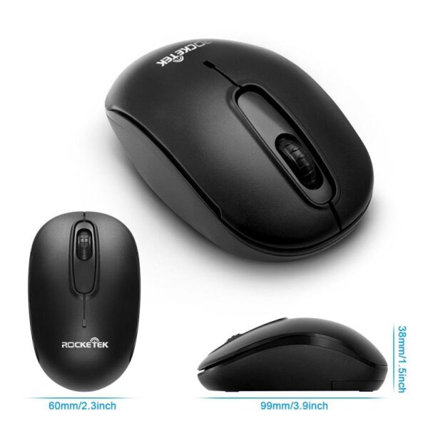 Rocketek USB Wireless Mouse 1600 DPI 3 buttons ergonomic design for 2.4G desktop computer accessories mouse gamer PC - immagine 4