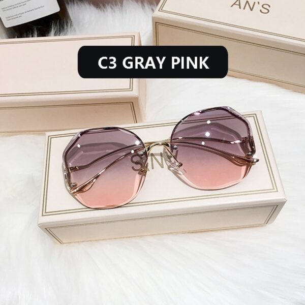 Fashion Tea Gradient Sunglasses Women Ocean Water Cut Trimmed Lens Metal Curved Temples Sun Glasses Female UV400 - immagine 9