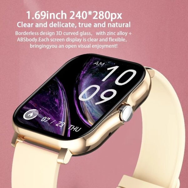 Women Smart watch Men 1.69" Color Screen Full touch Fitness Tracker Bluetooth Call Smart Clock Ladies Smart Watch Women - immagine 2