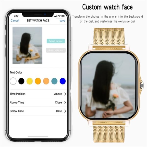 Women Smart watch Men 1.69" Color Screen Full touch Fitness Tracker Bluetooth Call Smart Clock Ladies Smart Watch Women - immagine 4