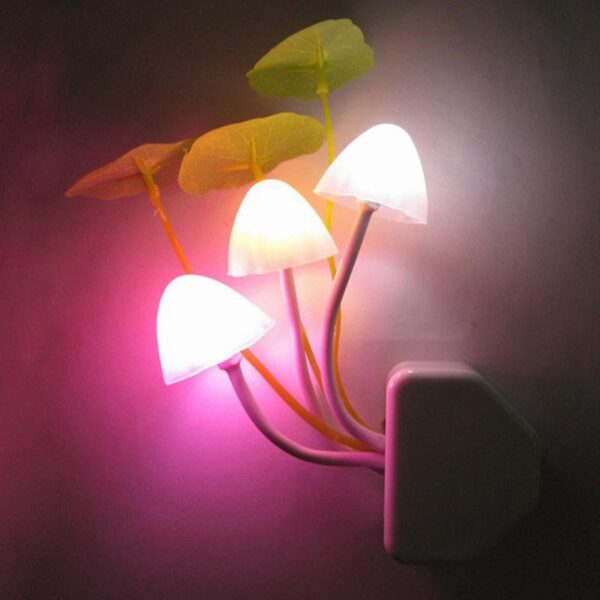 Mushroom Fungus Night Light  Sensor 220V 3 LED Colorful Mushroom Lamp Led Night Lights - immagine 4