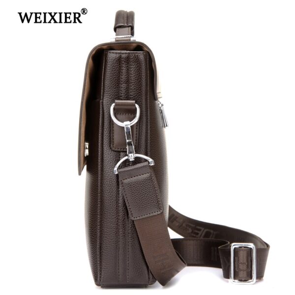 WEIXIER Brand Men High Quality Microfiber Synthetic Leather Tote Fashion Male Bag Messenger Business Handbag Laptop Shoulder Bag - immagine 4
