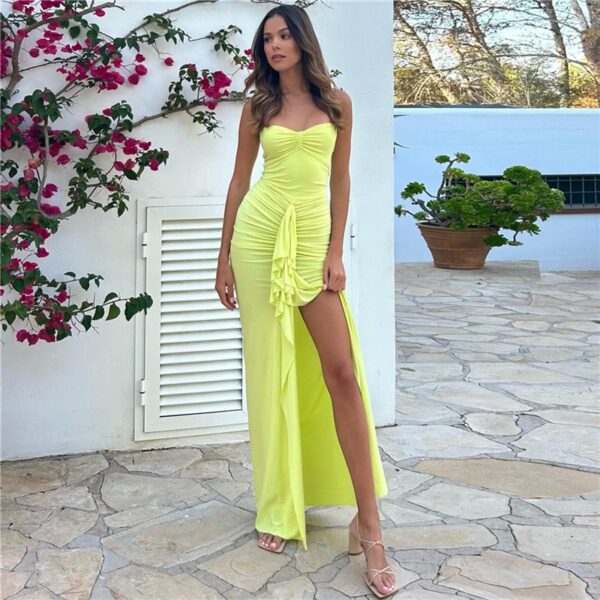 Abito Lungo Donna  avvitato con spacco frontale in due colori - immagine 6