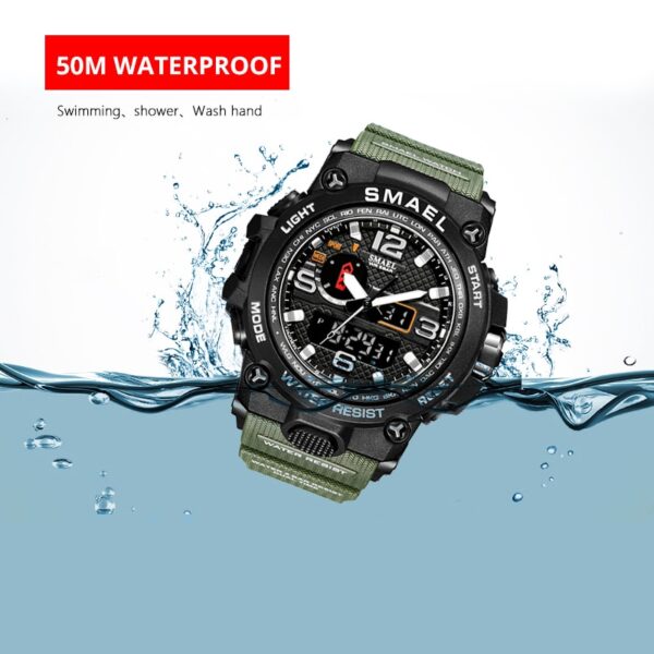Men Military Watch 50m Waterproof Wristwatch LED Quartz Clock Sport Watch Male relogios masculino 1545 Sport Watch Men S Shock - immagine 3