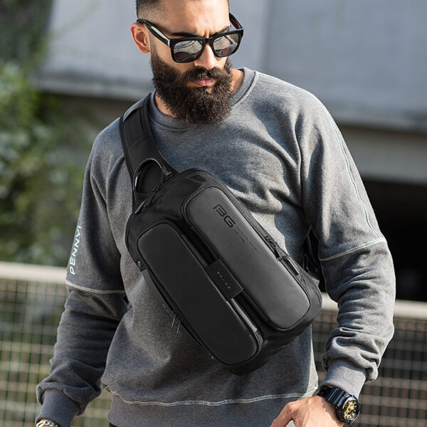 BANGE New Fashion Trend Leisure Outdoor Technology USB Cool Shoulder Bag Chest Bag for Men - immagine 4