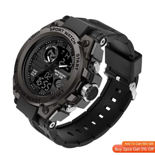 SANDA 739 Sports Men's Watches Top Brand Luxury Military Quartz Watch Men Waterproof S Shock Male Clock relogio masculino - immagine 2
