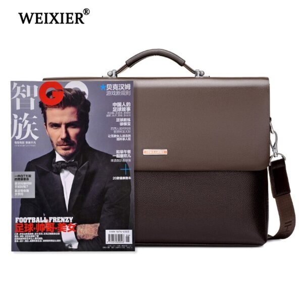 WEIXIER Brand Men High Quality Microfiber Synthetic Leather Tote Fashion Male Bag Messenger Business Handbag Laptop Shoulder Bag - immagine 5
