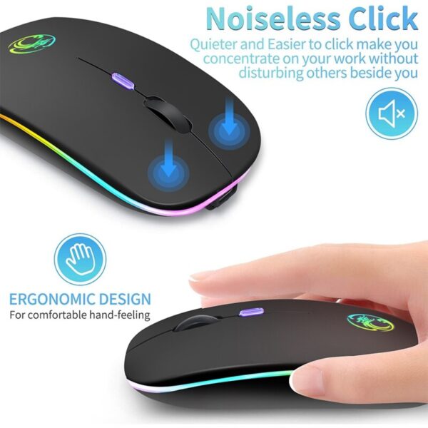 Wireless Mouse Bluetooth RGB Rechargeable Mouse Wireless Computer Silent Mause LED Backlit Ergonomic Gaming Mouse For Laptop PC - immagine 3