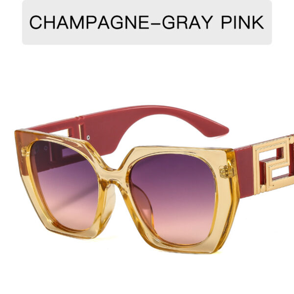 Fashion New Large Frame Contrasting Color Sunglasses Retro Square Modern Glasses Men's Trend Personality Hollow Wide-Leg Sunglasses - immagine 6