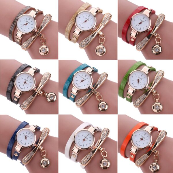 Women Watches  Casual Bracelet Watch Woman Relogio Leather Band Rhinestone Analog Quartz Watch Female Clock Montre Femme - immagine 4