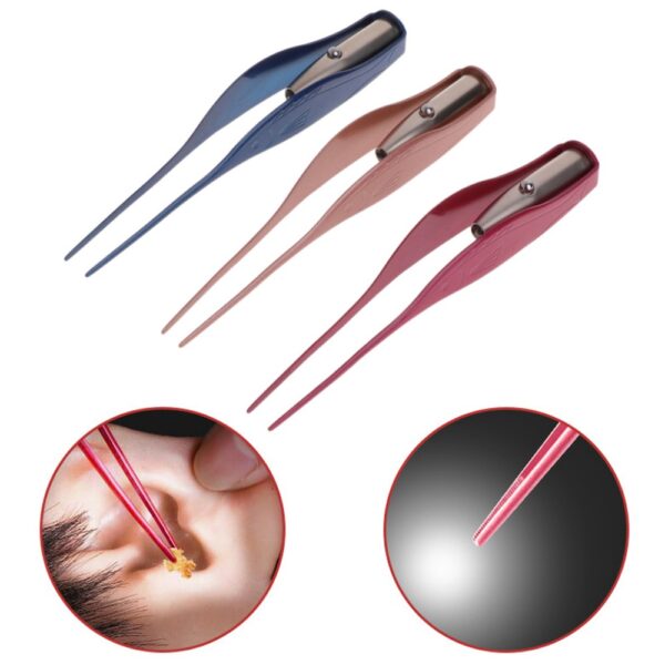 Ear Cleaner LED Flashlight Earpick Wax Removal Tweezer Luminous Kids Health Care - immagine 3