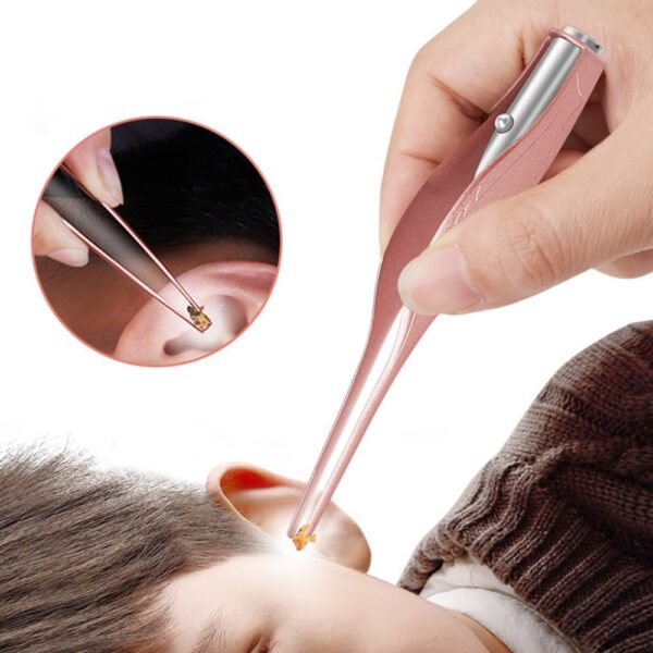 Ear Cleaner LED Flashlight Earpick Wax Removal Tweezer Luminous Kids Health Care - immagine 4
