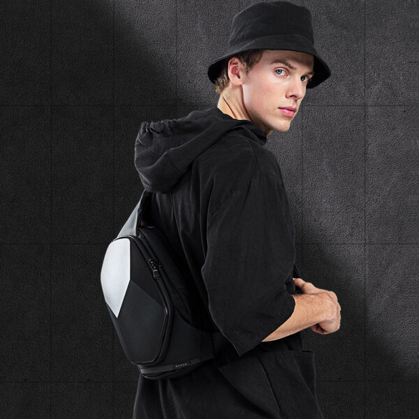 BANGE Shoulder Bag Men's Waterproof Chest Bag Trend Oblique Cross Bag Men's Polyhedral Waist Bag Business Hard Shell Small Bag - immagine 3