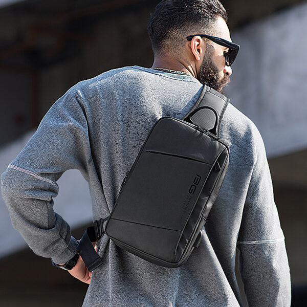BANGE New Fashion All-Match Outdoor Sports Technology USB Casual Shoulder Men's Business Chest Bag - immagine 2