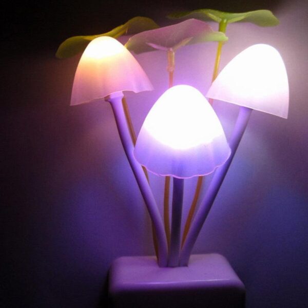 Mushroom Fungus Night Light  Sensor 220V 3 LED Colorful Mushroom Lamp Led Night Lights - immagine 5