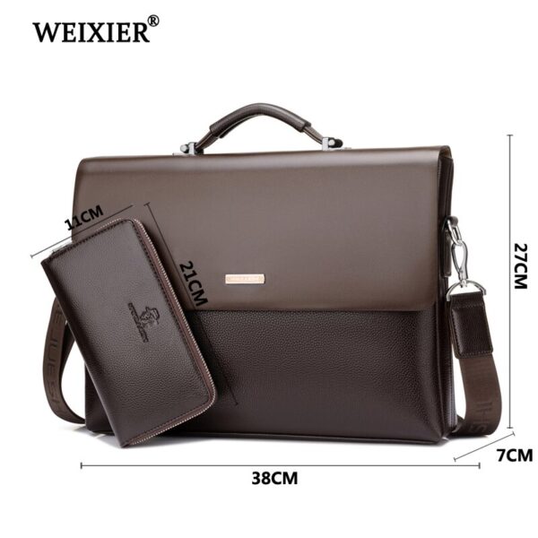WEIXIER Brand Men High Quality Microfiber Synthetic Leather Tote Fashion Male Bag Messenger Business Handbag Laptop Shoulder Bag - immagine 2