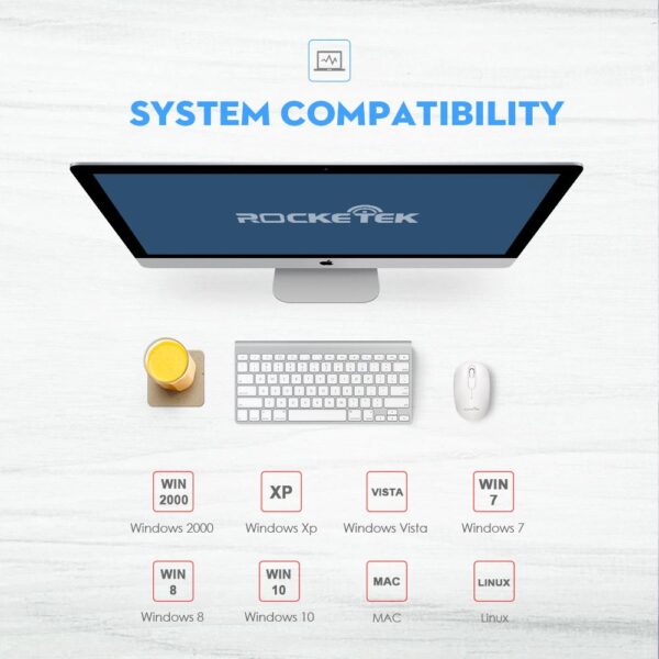 Rocketek USB Wireless Mouse 1600 DPI 3 buttons ergonomic design for 2.4G desktop computer accessories mouse gamer PC - immagine 5