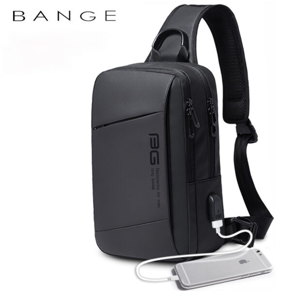 BANGE New Fashion All-Match Outdoor Sports Technology USB Casual Shoulder Men's Business Chest Bag - immagine 5