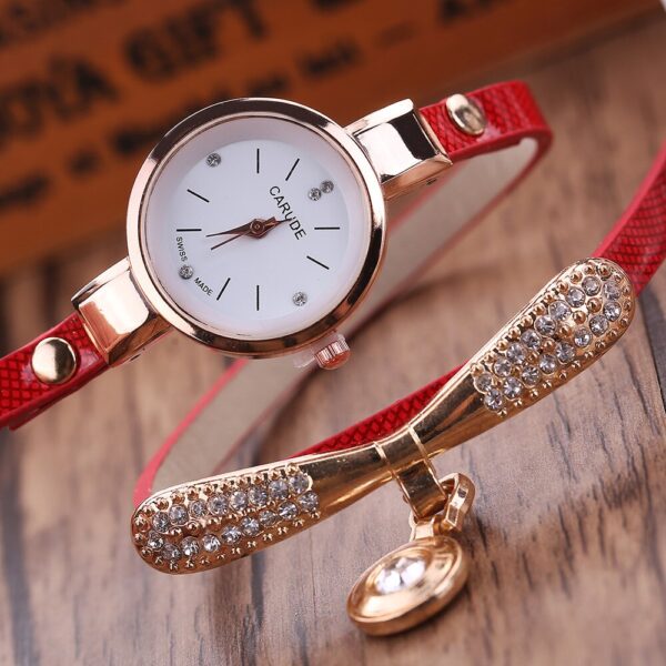 Women Watches  Casual Bracelet Watch Woman Relogio Leather Band Rhinestone Analog Quartz Watch Female Clock Montre Femme - immagine 6
