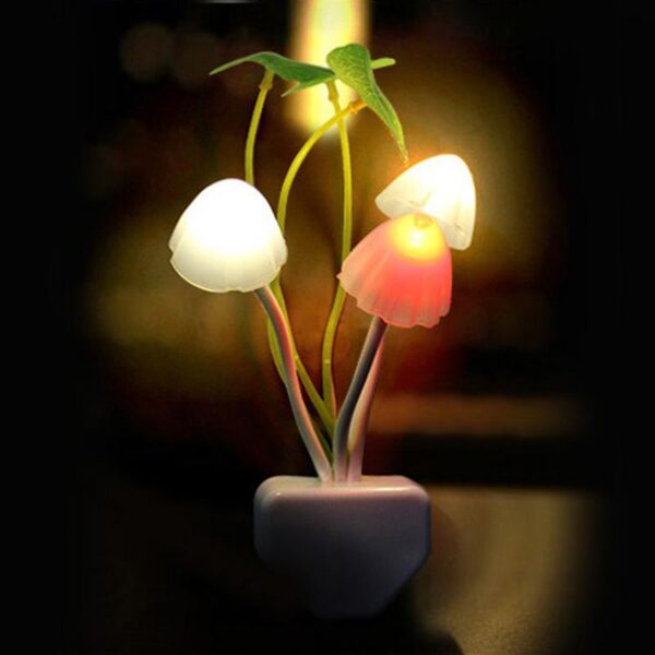 Mushroom Fungus Night Light  Sensor 220V 3 LED Colorful Mushroom Lamp Led Night Lights - immagine 2