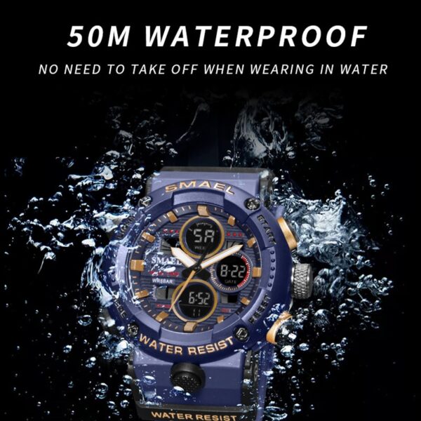 SMAEL 8038 Sport Watch Men Waterproof LED Digital Watches Stopwatch Big Dial Clock For Male 8038 relogio masculino Men Watches Quartz - immagine 3
