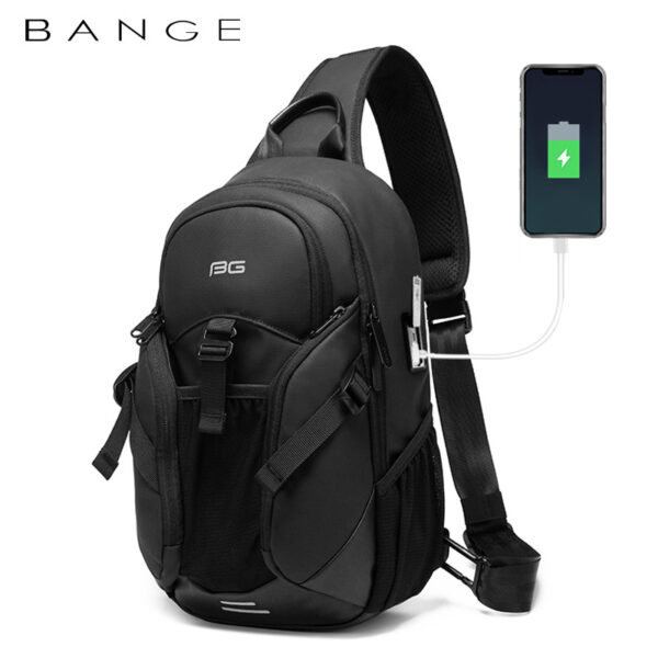 New Men's Summer Chest Bag Fashion Trend Atmospheric Business Messenger Bag All-Match USB Shoulder Bag - immagine 3