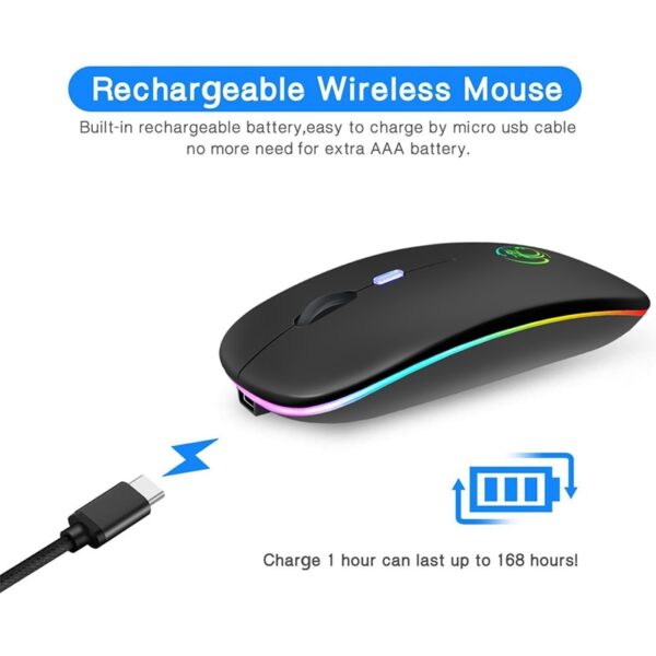 Wireless Mouse Bluetooth RGB Rechargeable Mouse Wireless Computer Silent Mause LED Backlit Ergonomic Gaming Mouse For Laptop PC - immagine 4