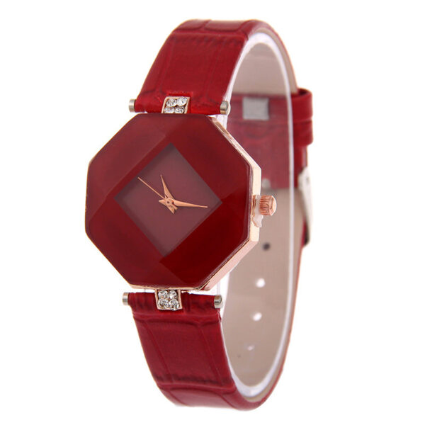 Women Watches Gem Cut Geometry Crystal Leather Quartz Wristwatch Fashion Dress Watch Ladies Gifts Clock Relogio Feminino 5 color - immagine 5