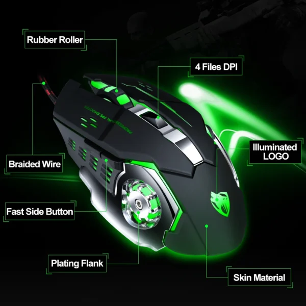 Pro Gamer Gaming Mouse 8D 3200DPI Adjustable Wired Optical LED Computer Mice USB Cable Silent Mouse for laptop PC - immagine 5
