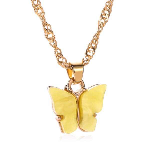 Sweet Acrylic Color Butterfly Necklace For Women Long Wild Clavicle Chain Pendant Refined Stylish Mujer Gift Trendy Gold - immagine 7
