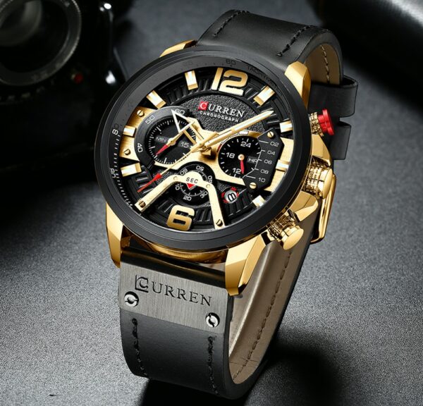 CURREN Casual Sport Watches for Men Blue Top Brand Luxury Military Leather Wrist Watch Man Clock Fashion Chronograph Wristwatch - immagine 6