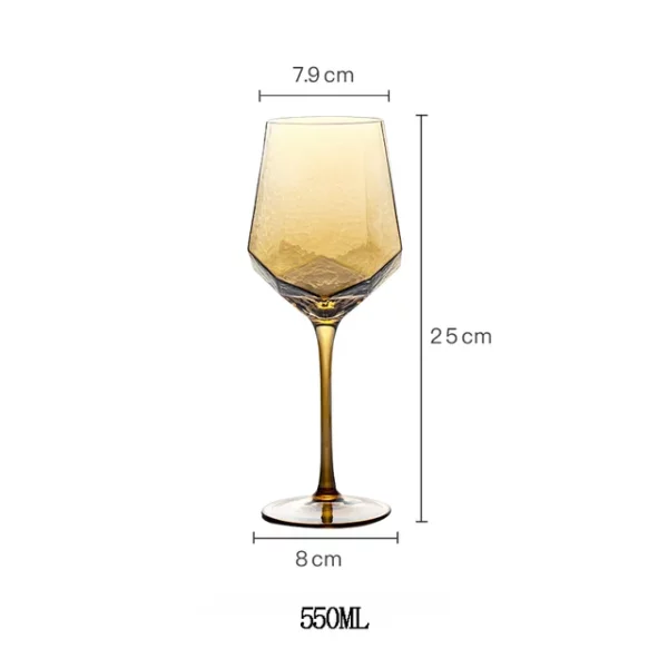 Light Luxury Gold Amber Champagne Goblet Wine Glasses Nordic Colored Home Lead-free Crystal Glass Hammered Diamond Whisky Cup - immagine 7