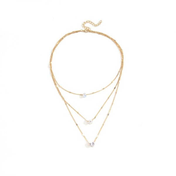 Crystal Zircon Heart Star Charm Layered Pendant Necklace Set for Women Charms Fashion Square Rhinestone Female Vintage Jewelry - immagine 2