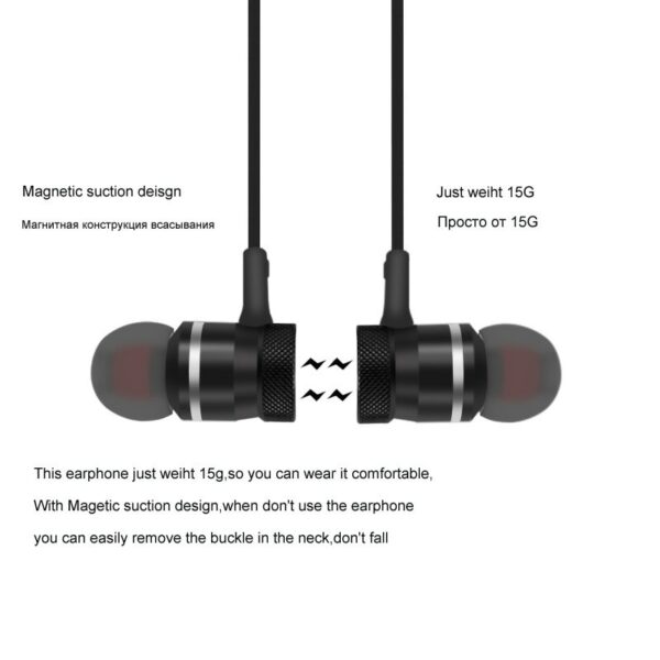 Wireless earphones Neckband Magnetic Sports 5.0 Bluetooth Earphone Stereo Earbuds Music Metal Headphones With Mic For All Phones - immagine 2
