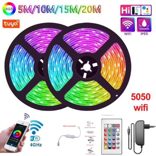 WIFI infrared Bluetooth LED Strip 5050 2835RGB Indoor And Outdoor Ambient Decorative Non-Waterproof Strip Light Set - immagine 3