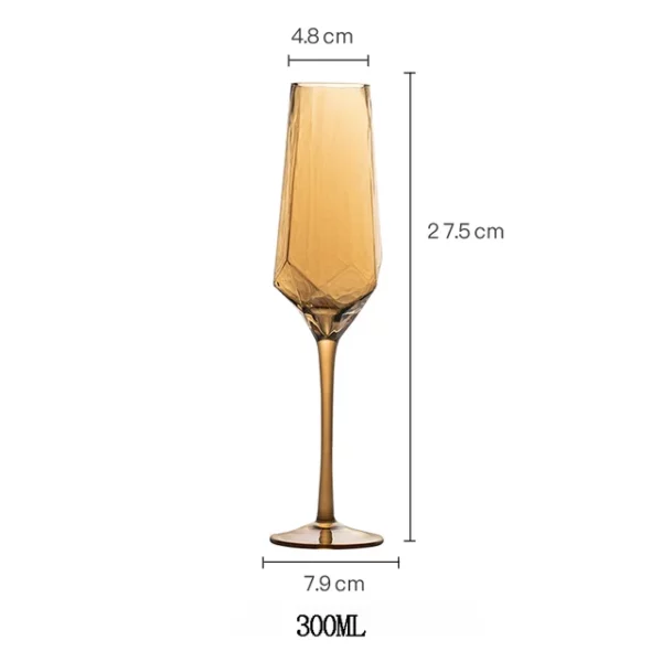 Light Luxury Gold Amber Champagne Goblet Wine Glasses Nordic Colored Home Lead-free Crystal Glass Hammered Diamond Whisky Cup - immagine 8