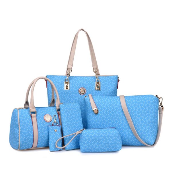 Fish bone patterned bun mother bag six piece set, single shoulder diagonal cross portable bun mother bag - immagine 2
