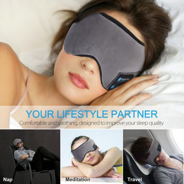 Wireless Stereo Bluetooth Earphone Sleep Mask Phone Headband Sleep Soft Earphones Sleeping Eye Mask Music Headset - immagine 5