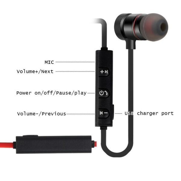 Wireless earphones Neckband Magnetic Sports 5.0 Bluetooth Earphone Stereo Earbuds Music Metal Headphones With Mic For All Phones - immagine 6
