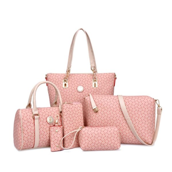 Fish bone patterned bun mother bag six piece set, single shoulder diagonal cross portable bun mother bag - immagine 6