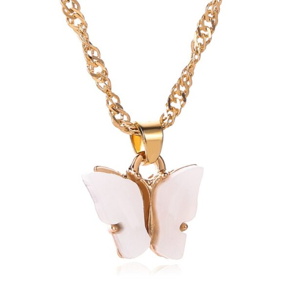 Sweet Acrylic Color Butterfly Necklace For Women Long Wild Clavicle Chain Pendant Refined Stylish Mujer Gift Trendy Gold - immagine 6